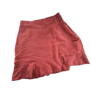 Abercrombie  & Fitch || Linen Mini Skirt Tuliped Hem Terracotta XS